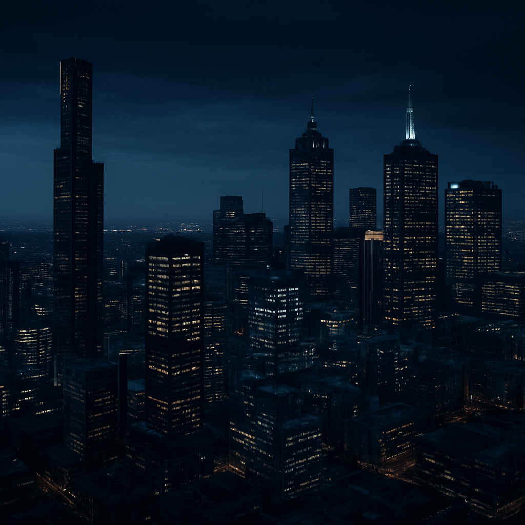 Australian city skyline at night