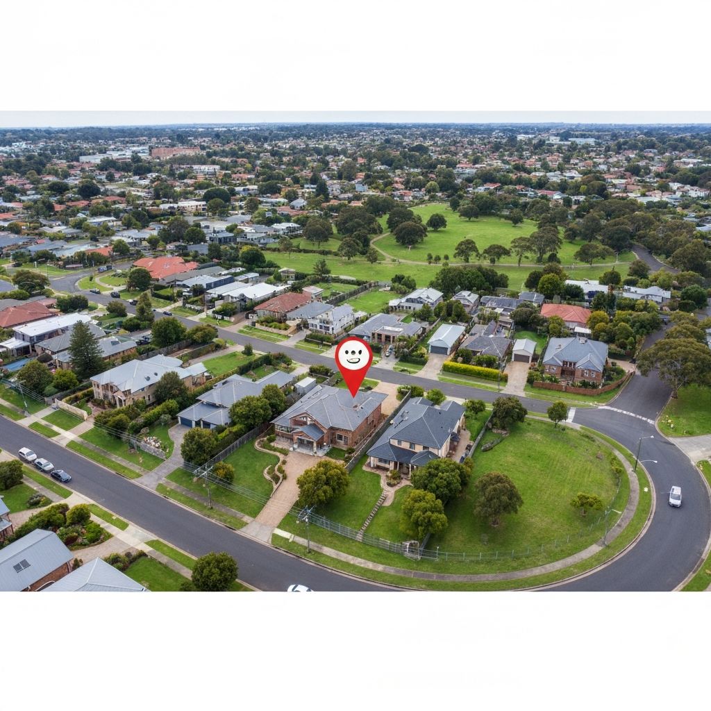 Aerial view of Australian residential suburb